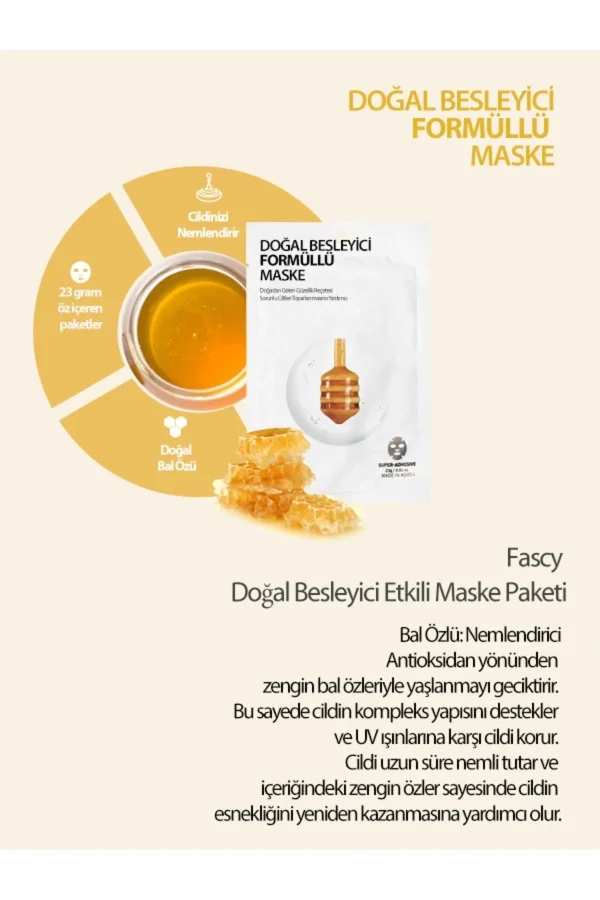FASCY Bal Özlü Besleyici Yüz Maskesi 23 gr – Nemlendirici & Antioksidan Cilt Bakımı - Görsel 2