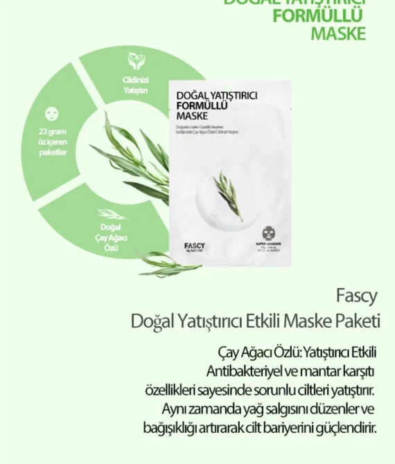 FASCY Çay Ağacı Özlü Yatıştırıcı Maske 23 gr – Doğal Bakım & Cilt Rahatlatıcı