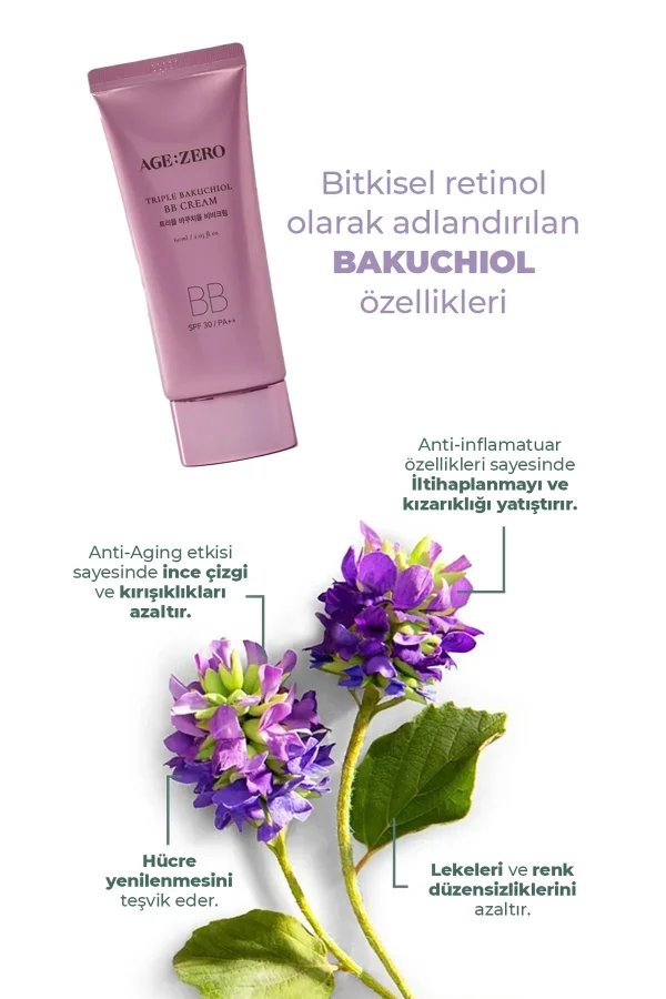 Age Zero Bb Krem Spf 30 Pa Bitkisel Retinol,leke Kremi,tüm Cilt Tipleri Için - Görsel 5